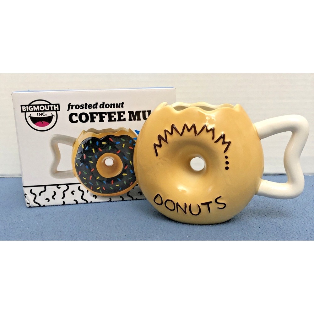 NIB "MMMMM... Donuts" Ceramic Chocolate Frosted Donut Mug 16oz by Big Mouth Inc.